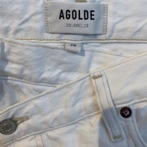 Agolde white criss cross wide leg jeans with tag